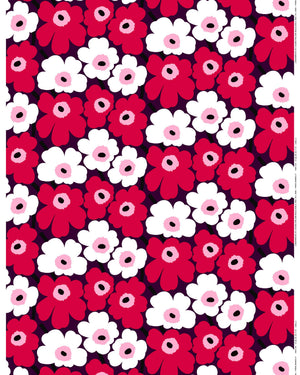 Marimekko Pieni Unikko Cotton Fabric – Plum / Cranberry / Off-White