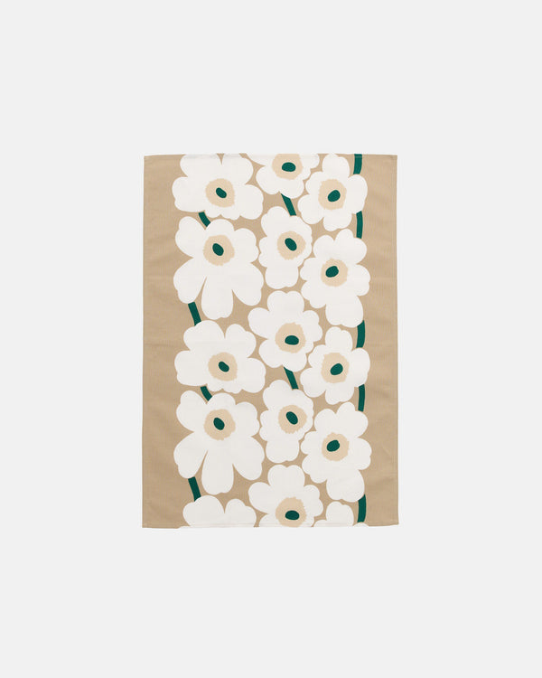 Marimekko Unikko Kitchen Towel 47 x 70 cm – Sand / White / Hay / Emerald
