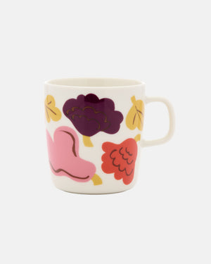 Marimekko Oiva / Kukasta Kukkaan Mug 4 dl – White / Pink / Terracotta / Plum