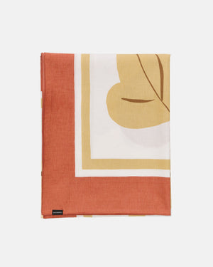 Marimekko Kukasta Kukkaan Tablecloth 140 x 140 cm – White / Terracotta / Ochre / Plum