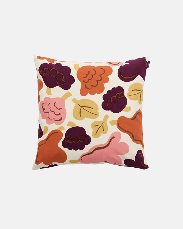 Marimekko Pieni Kukasta Kukkaan Cushion Cover 50 x 50 cm – Off-White / Plum / Pink / Terracotta