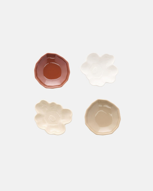 Marimekko Unikko & Kivet Plate 4 pcs – Beige / Chestnut / White / Light Brown