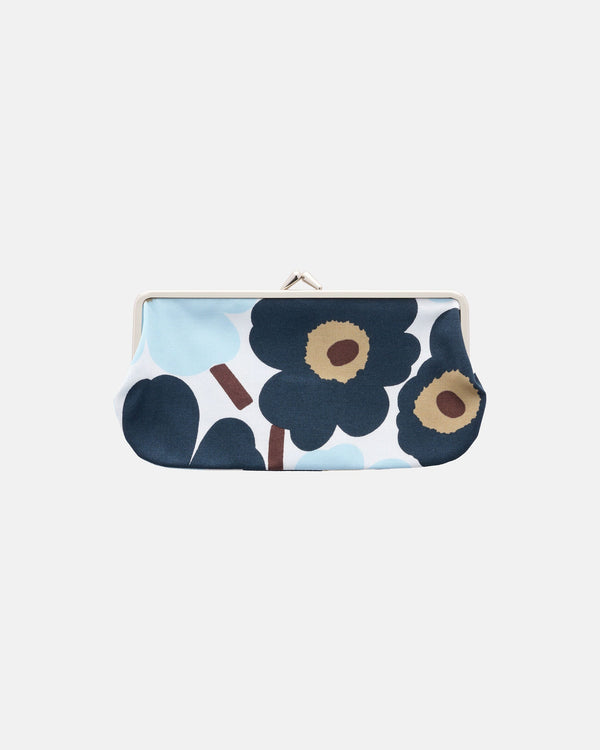 Marimekko Mini Unikko Silmälasi Kukkaro Purse – White / Blueberry / Cornflower Blue / Dark Brown