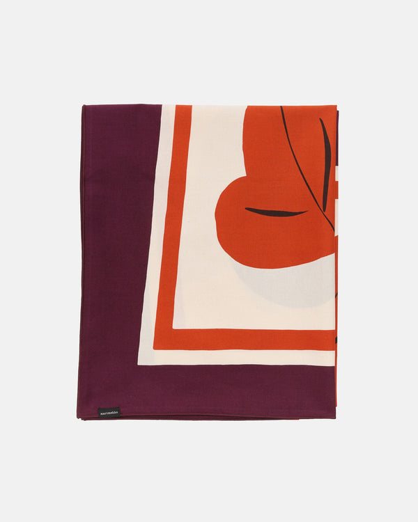Marimekko Kukasta Kukkaan Tablecloth 140 x 140 cm – Hay / Plum / Bronze / Terracotta