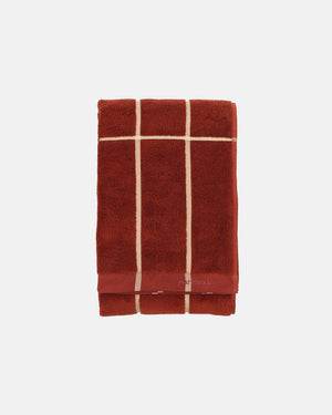 Marimekko Tiiliskivi Bath Towel 70 x 150 cm – Brick / Plum / Hay