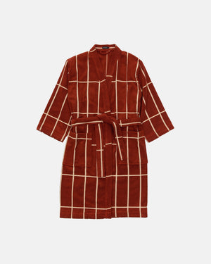 Marimekko Tiiliskivi Bathrobe – Hay / Brick