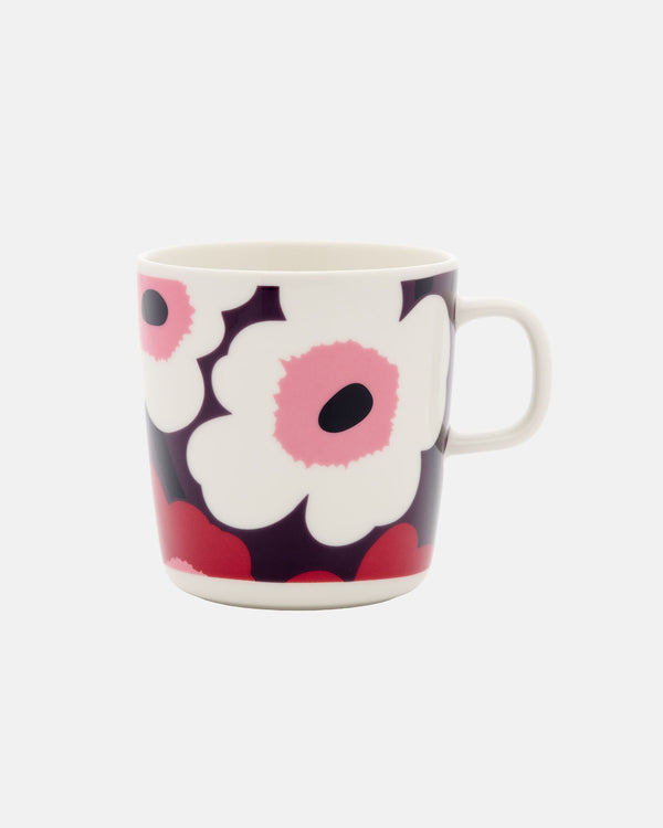 Marimekko Oiva / Unikko Mug 4 dl – White / Plum / Cranberry / Pink