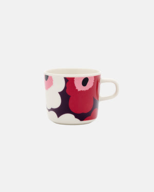 Marimekko Oiva / Unikko Coffee Cup 2 dl – White / Plum / Cranberry / Pink