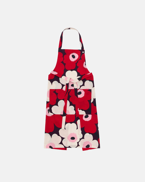 Marimekko Pieni Unikko Apron – Plum / Cranberry / Off-White / Rose