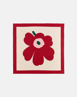 Marimekko Unikko Tablecloth 140 x 140 cm – Off-White / Cranberry / Rose