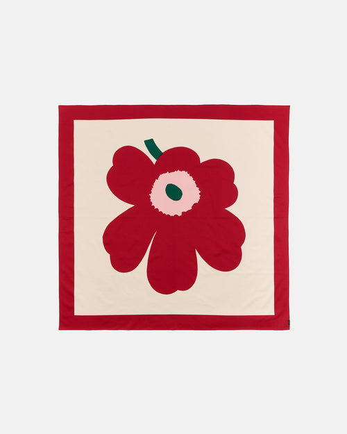 Marimekko Unikko Tablecloth 140 x 140 cm – Off-White / Cranberry / Rose