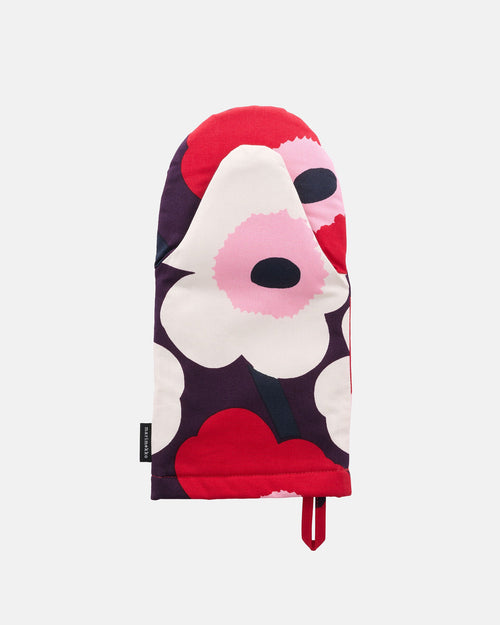 Marimekko Pieni Unikko Oven Mitten – Plum / Cranberry / Off-White / Rose
