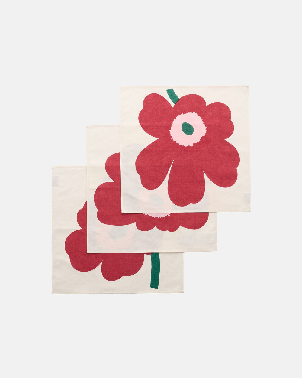 Marimekko Unikko Fabric Napkin 3 pcs – Off-White / Cranberry / Rose