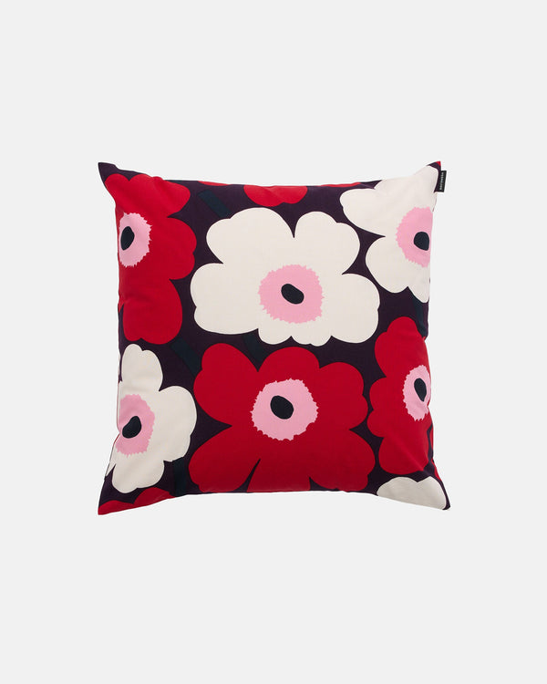Marimekko Pieni Unikko Cushion Cover 50 x 50 cm – Plum / Cranberry / Off-White / Rose