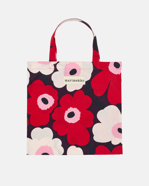 Marimekko Pieni Unikko Bag 43 x 44 cm – Plum / Cranberry / Off-White / Rose