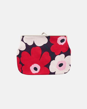 Marimekko Mini Unikko Puolikas Kukkaro Purse – Plum / Cranberry / Off-White / Rose
