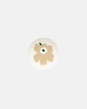 Marimekko Oiva / Unikko Dish 13 cm – Beige / White / Light Sand / Dark Green