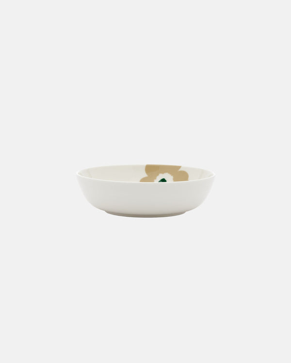 Marimekko Oiva / Unikko Dish 16 cm – Beige / White / Light Sand / Dark Green