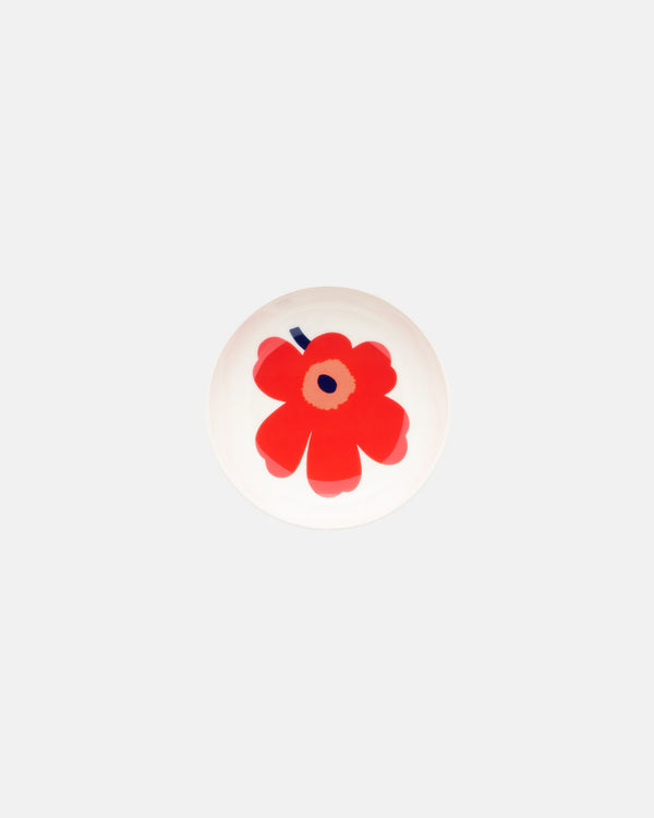 Marimekko Oiva / Unikko Dish 13 cm – White / Red / Blue