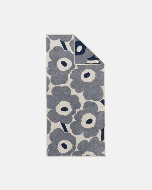Marimekko Unikko Bath Towel 70 x 150 cm – Off-White / Blueberry