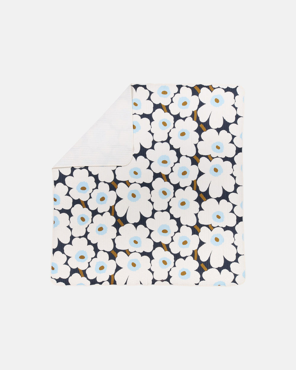 Marimekko Unikko Bedspread 260 x 260 cm – Blueberry / Off-White / Cold Blue