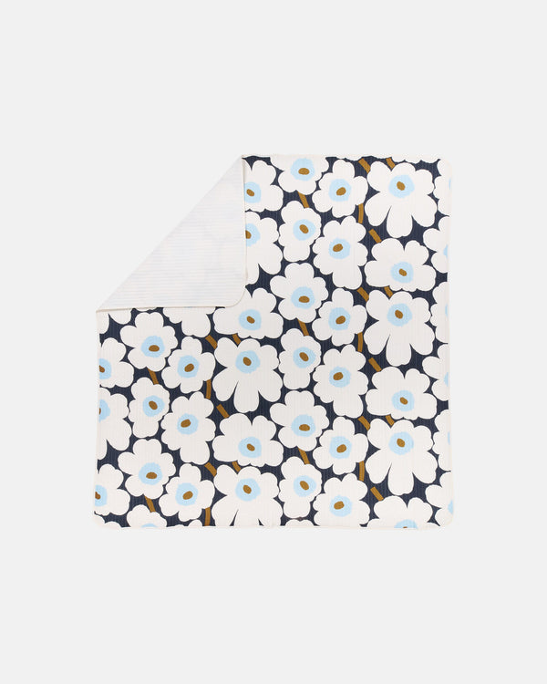 Marimekko Unikko Bedspread 260 x 260 cm – Blueberry / Off-White / Cold Blue
