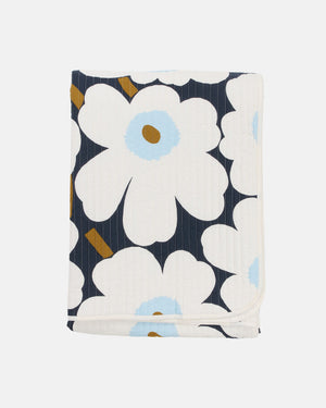 Marimekko Unikko Bedspread 260 x 260 cm – Blueberry / Off-White / Cold Blue