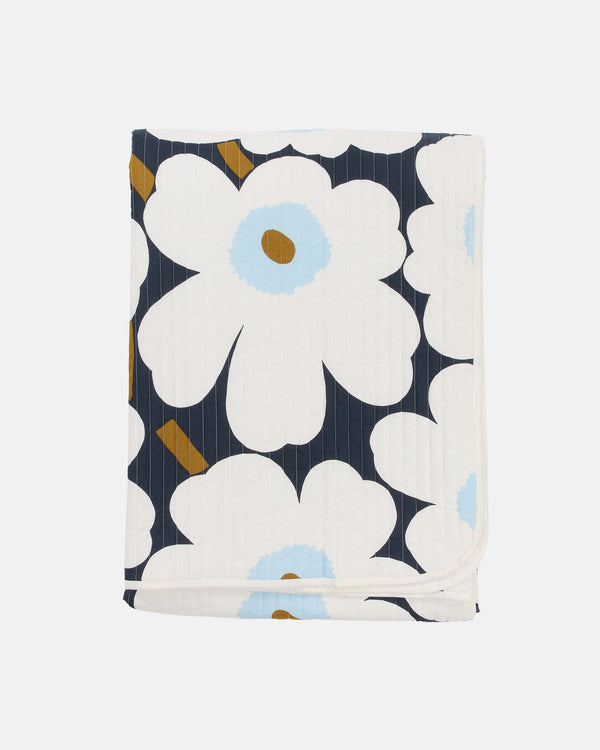 Marimekko Unikko Bedspread 260 x 260 cm – Blueberry / Off-White / Cold Blue