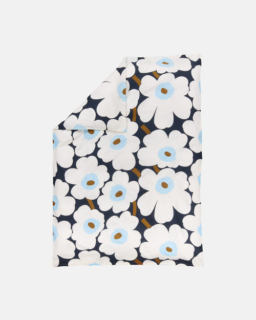 Marimekko Unikko Duvet Cover 150 x 210 cm – Blueberry / Off-White / Cold Blue