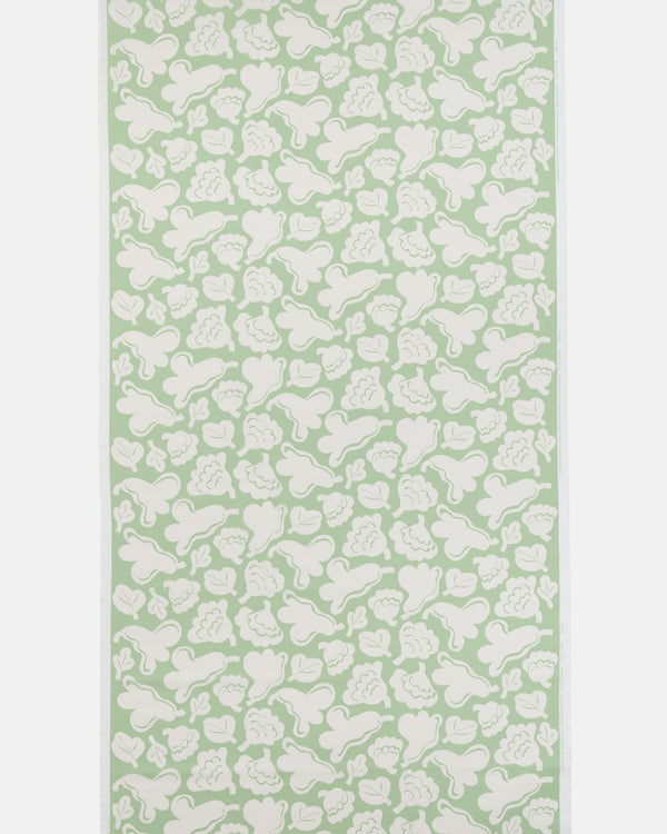 Marimekko Pieni Kukasta Kukkaan Cotton Fabric – Pale Green / Off-White