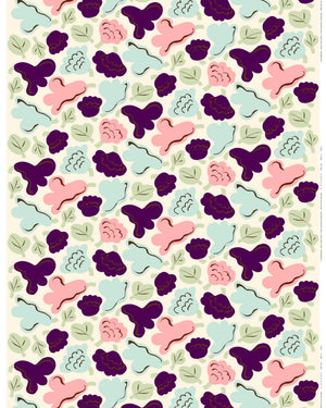 Marimekko Pieni Kukasta Kukkaan Cotton Fabric 10 m – Pale Green / Off-White