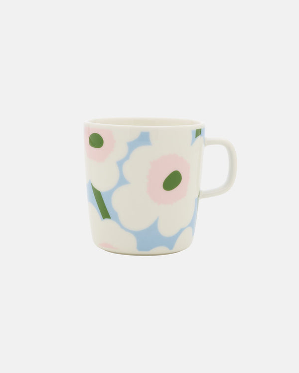 Marimekko Oiva / Unikko Mug 4 dl – White / Light Blue / Pale Rose