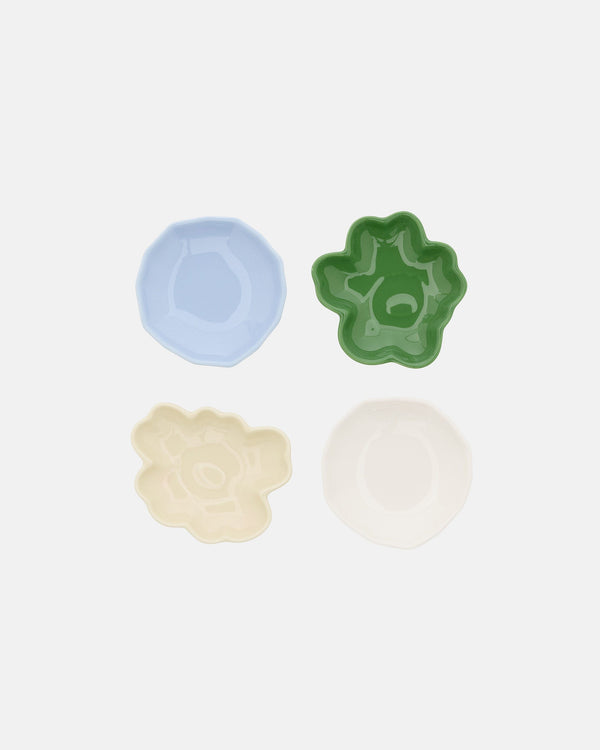 Marimekko Unikko & Kivet Plate 4 pcs – White / Sand / Light Blue / Warm Green