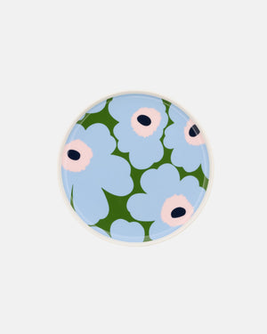 Marimekko Oiva / Unikko Plate 20 cm – White / Warm Green / Light Blue
