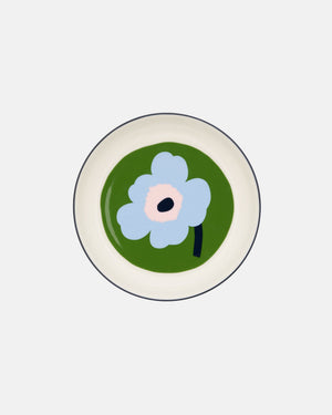 Marimekko Oiva / Unikko Deep Plate 20.5 cm – White / Warm Green / Light Blue