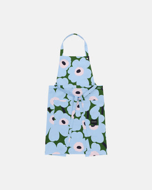 Marimekko Pieni Unikko Apron – Warm Green / Light Blue / Pale Rose