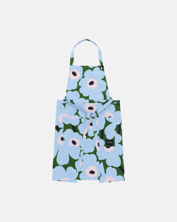 Marimekko Pieni Unikko Apron – Warm Green / Light Blue / Pale Rose