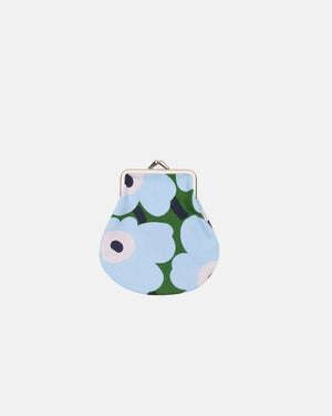 Marimekko Mini Unikko Pieni Kukkaro Purse – Warm Green / Light Blue / Pale Rose