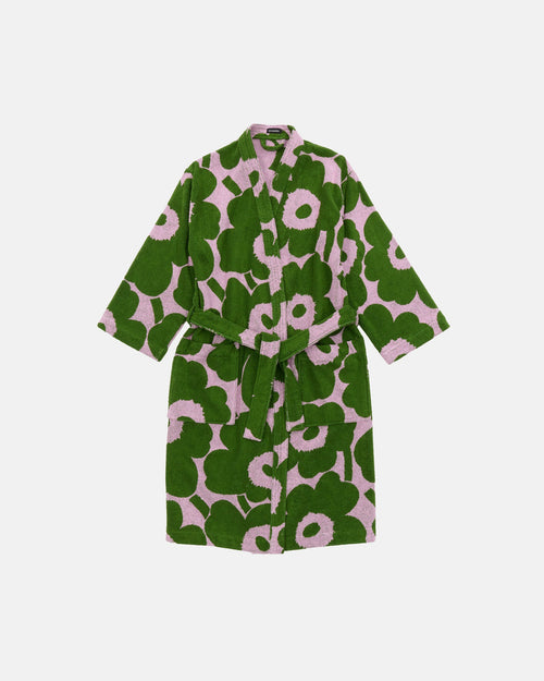 Marimekko Unikko Bathrobe – Cold Pink / Warm Green