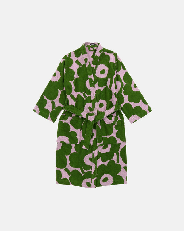 Marimekko Unikko Bathrobe – Cold Pink / Warm Green