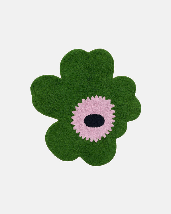 Marimekko Unikko Bath Mat 73 x 74 cm – Warm Green / Cold Pink / Dark Blue