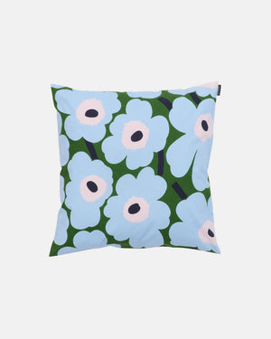 Marimekko Pieni Unikko Cushion Cover 50 x 50 cm – Warm Green / Light Blue / Pale Rose