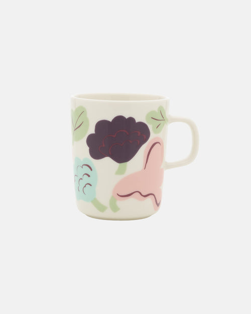 Marimekko Oiva / Kukasta Kukkaan Mug 2.5 dl – White / Warm Pink / Pale Green / Plum