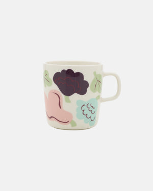 Marimekko Oiva / Kukasta Kukkaan Mug 4 dl – White / Warm Pink / Pale Green / Plum