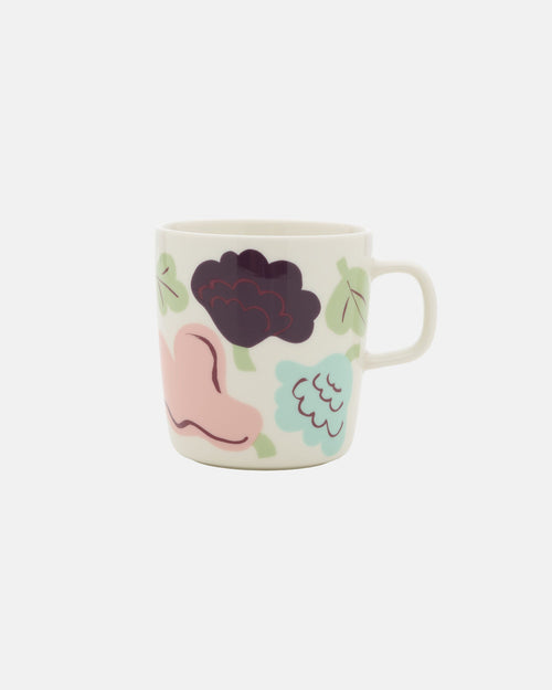 Marimekko Oiva / Kukasta Kukkaan Mug 4 dl – White / Warm Pink / Pale Green / Plum