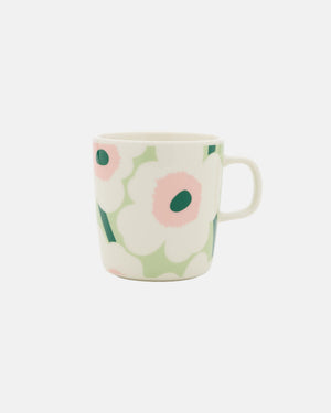 Marimekko Oiva / Unikko Mug 4 dl – White / Pastel Green / Warm Pink