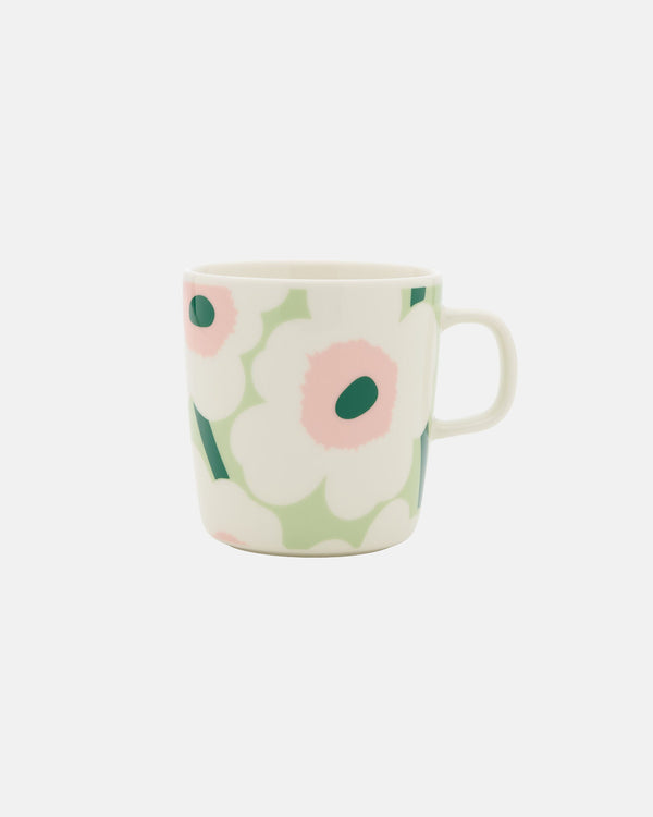 Marimekko Oiva / Unikko Mug 4 dl – White / Pastel Green / Warm Pink