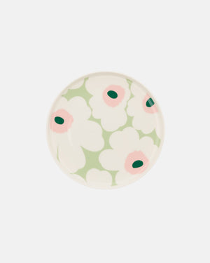 Marimekko Oiva / Unikko Plate 20 cm – White / Pastel Green / Warm Pink