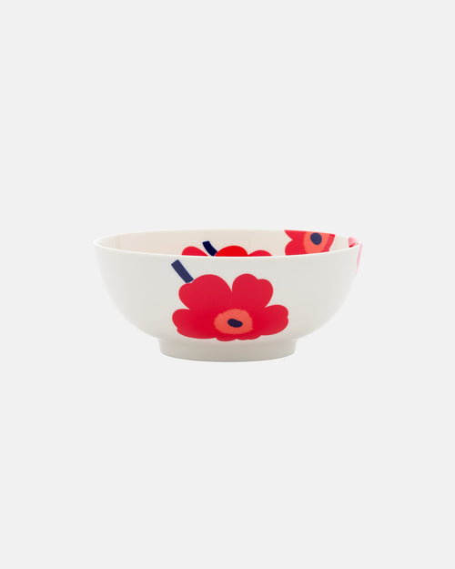 Marimekko Oiva / Unikko Bowl 1.3 l – White / Red / Blue (076942)