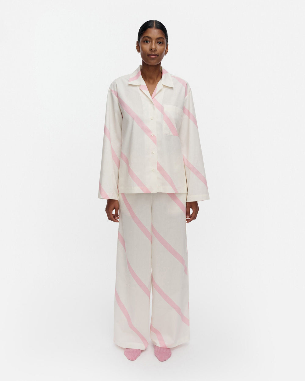 Marimekko Arvoituksia Basso Pyjama Trousers – Off-White / Light Pink